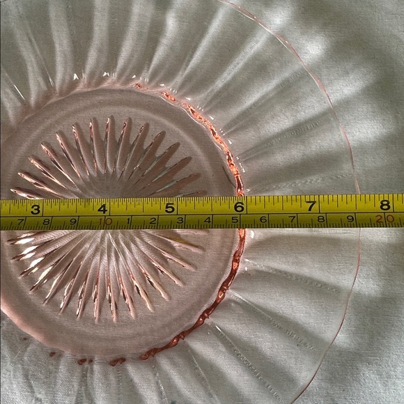6 Vintage Heisey Ridge and Star Orchard Pink Depression Glass 7.5" Salad Plate - Picture 7 of 7